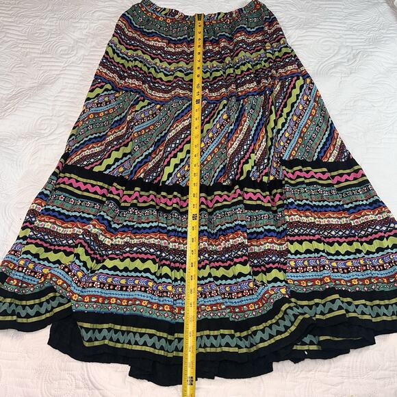 Double D Ranch Maxi Skirt Size L Colorful Multi-print Stretch Long Western Rodeo - Picture 6 of 14